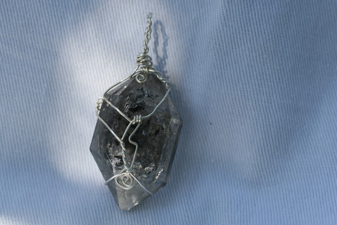 Tibetan Quartz  Pendant Wrap(Sterling Silver)  spiritual protection and purification, enhancement of meditation, balancing the chakras and meridians, clearing and energizing the aura  5244